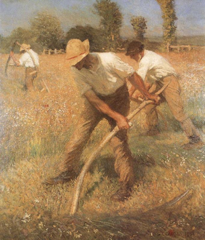 Sir George Clausen,RA The Mowers oil painting image